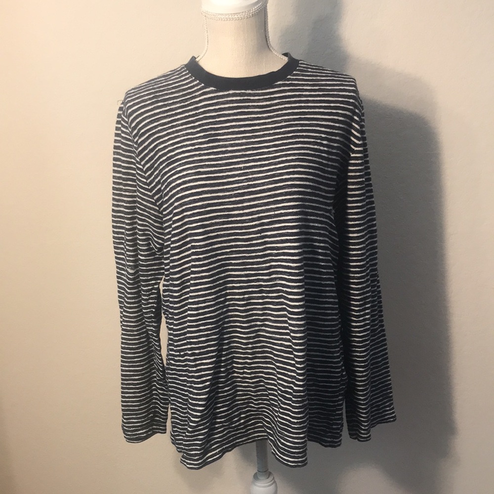 Samsoe Samsoe black & white striped distressed top